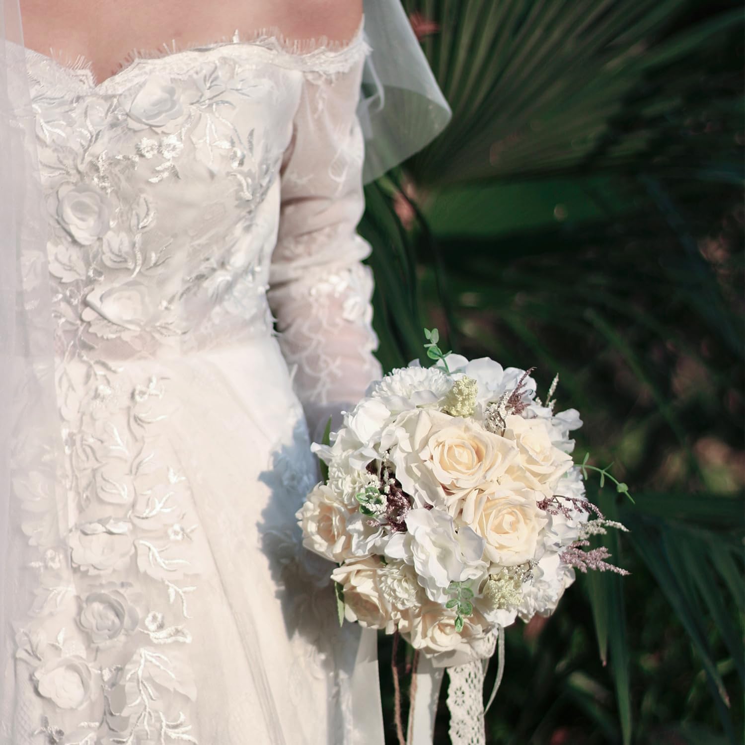 Amazon.com: 8.6in White Champagne Wedding Bouquets for Bride